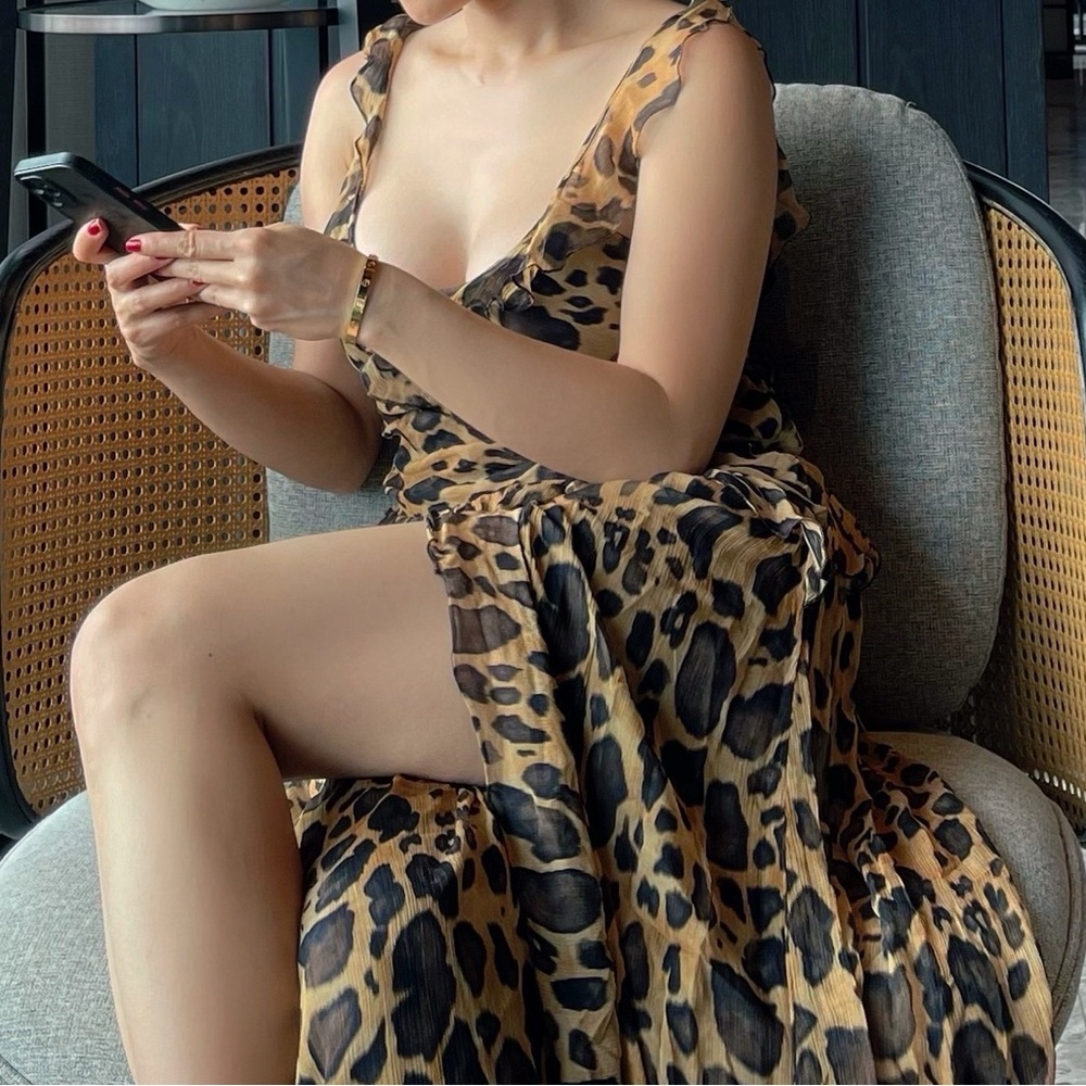 Leopard Print Ruffle Dress - Picture 2 of 4